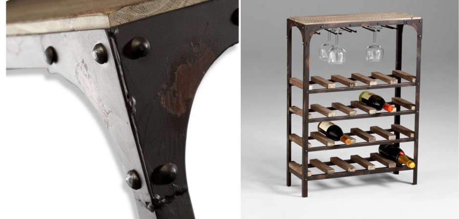 Стеллаж Industrial Metal Rust Console Wine Rack Стеллаж Industrial Metal Rust Console Wine Rack - Loft-Concept в Перми