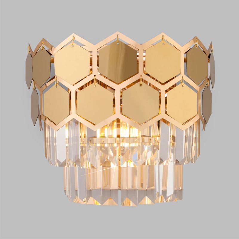 Бра Hanging Hexagon Moira Sconce gold Прозрачный (Transparent) Золотой в Перми | Loft Concept 