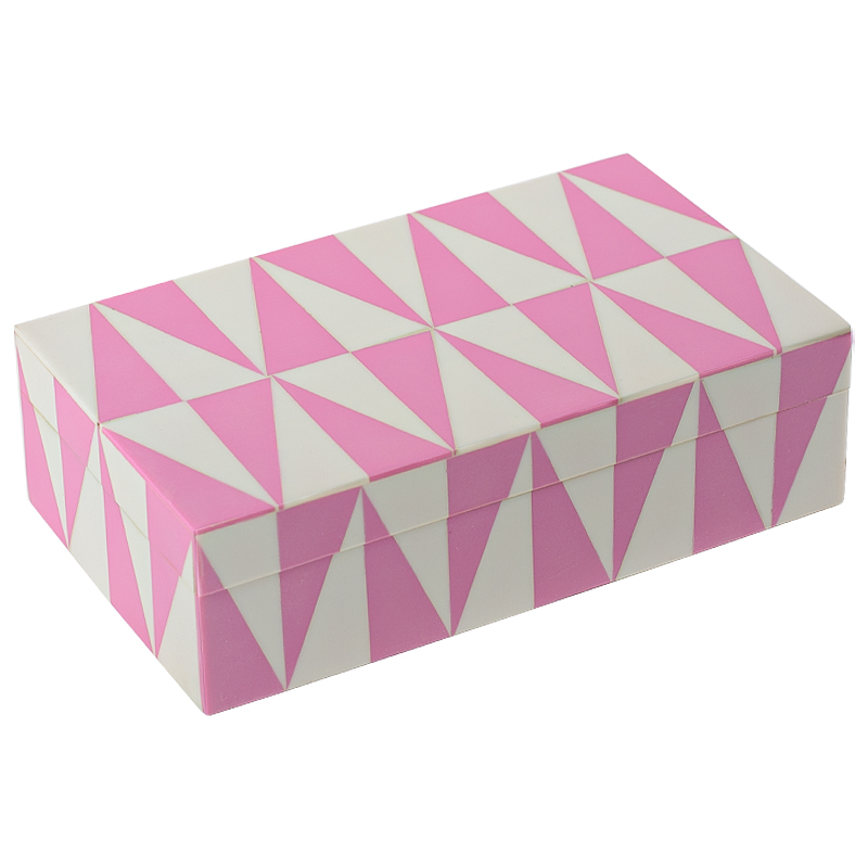 Шкатулка Pink Triangles Bone Inlay Box Розовый Белый в Перми | Loft Concept 