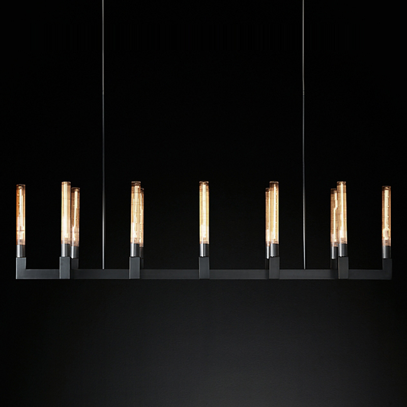 Люстра RH CANELLE Linear Chandelier 12 Modern Black Черный матовый в Перми | Loft Concept 