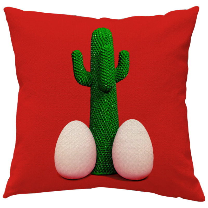 Декоративная подушка Seletti Cushion God Cactus Красный Зеленый Белый в Перми | Loft Concept 