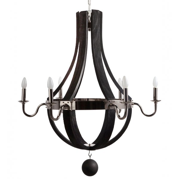 Люстра RH Wine Barrel chandelier Polished nickel Черный в Перми | Loft Concept 