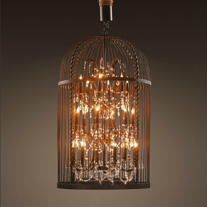 Люстра Steampunk Birdcage Chandelier Искусственная бурая ржавчина Черный в Перми | Loft Concept 