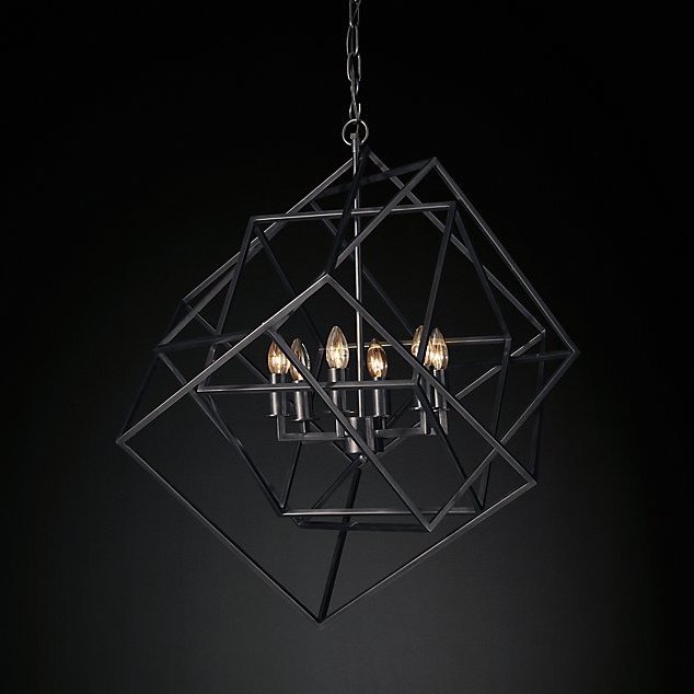 Люстра RH Caged Cubist Pendant black Черный в Перми | Loft Concept 