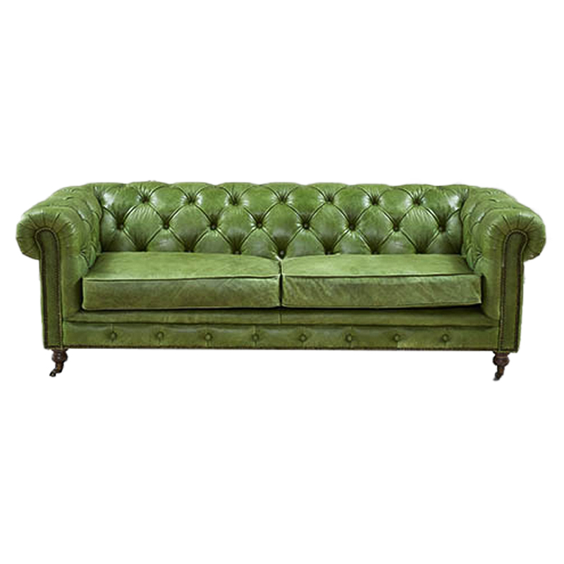 Диван Chesterfield leather Sofa green Зеленый в Перми | Loft Concept 