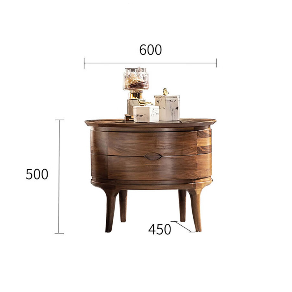 Прикроватный столик из дерева с 2-мя ящиками Moon Walnut Furniture Прикроватный столик из дерева с 2-мя ящиками Moon Walnut Furniture в Перми