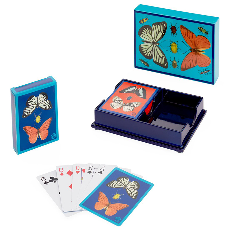 Игральные карты BOTANIST LACQUER CARD SET  Jonathan Adler Синий Голубой Мульти в Перми | Loft Concept 