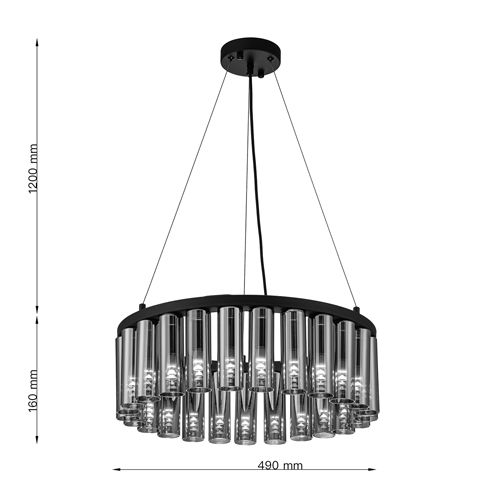 Люстра со стеклянными цилиндрическими плафонами Luminous Cylinders Smoky Round в Перми