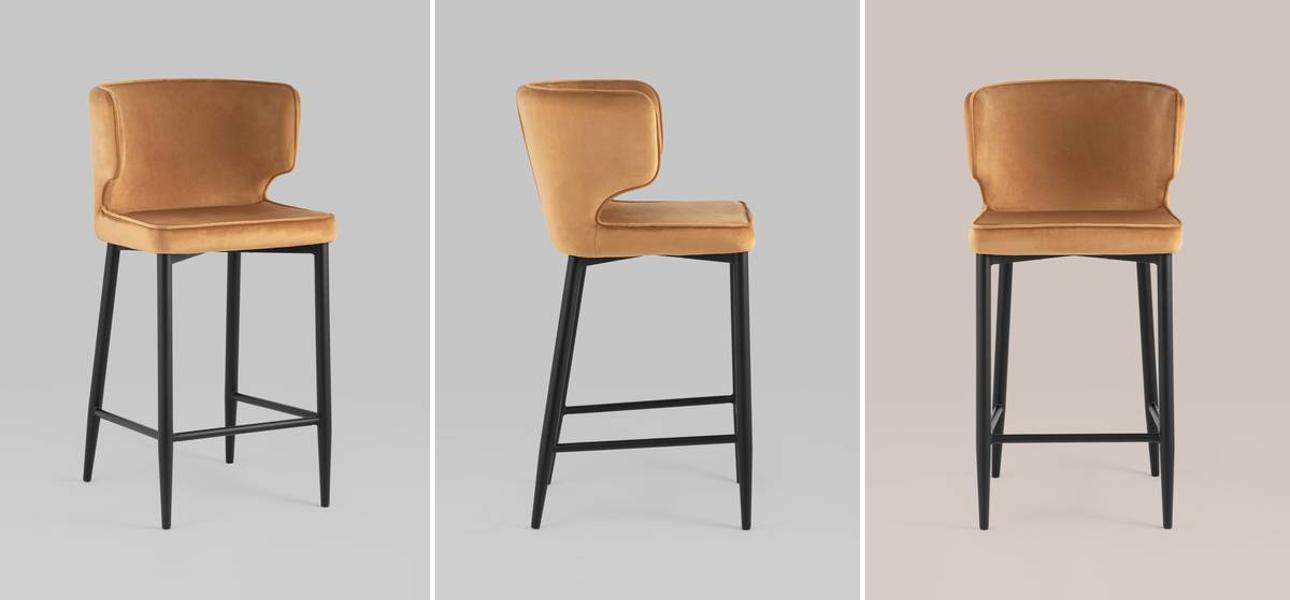 Стул Полубарный Chair посадка 65 см Терракотовый Велюр - фото