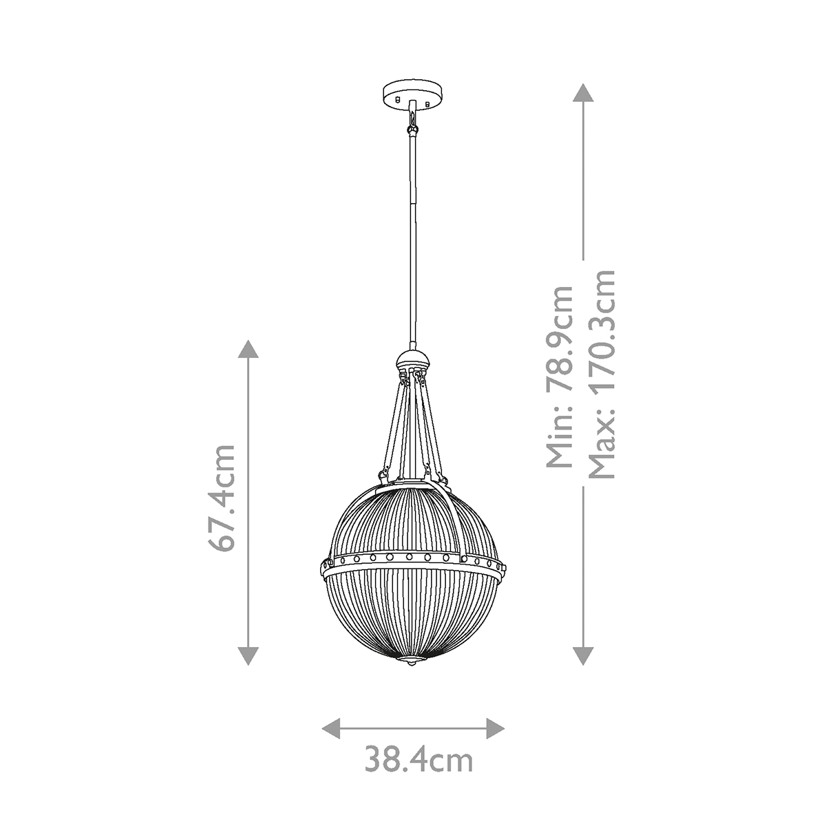 Подвесной светильник с рифленым стеклянным плафоном в форме шара Kichler в Перми