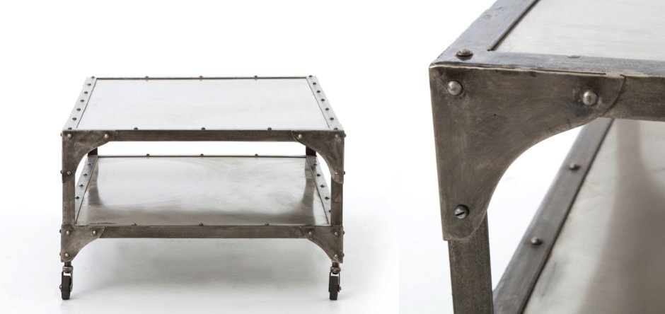 Кофейный стол Industrial Steampunk Nickel Coffee Table Кофейный стол Industrial Steampunk Nickel Coffee Table - Loft-Concept в Перми