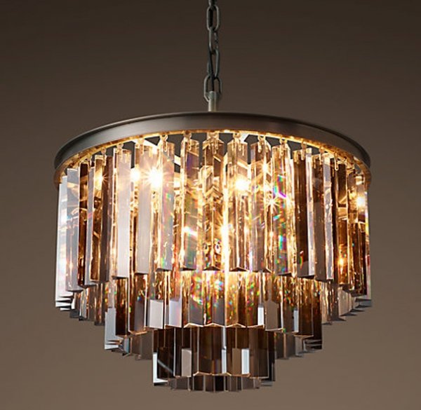 Люстра RH 1920s Odeon Smoke Glass Fringe Chandelier - 3 rings Черный в Перми | Loft Concept 