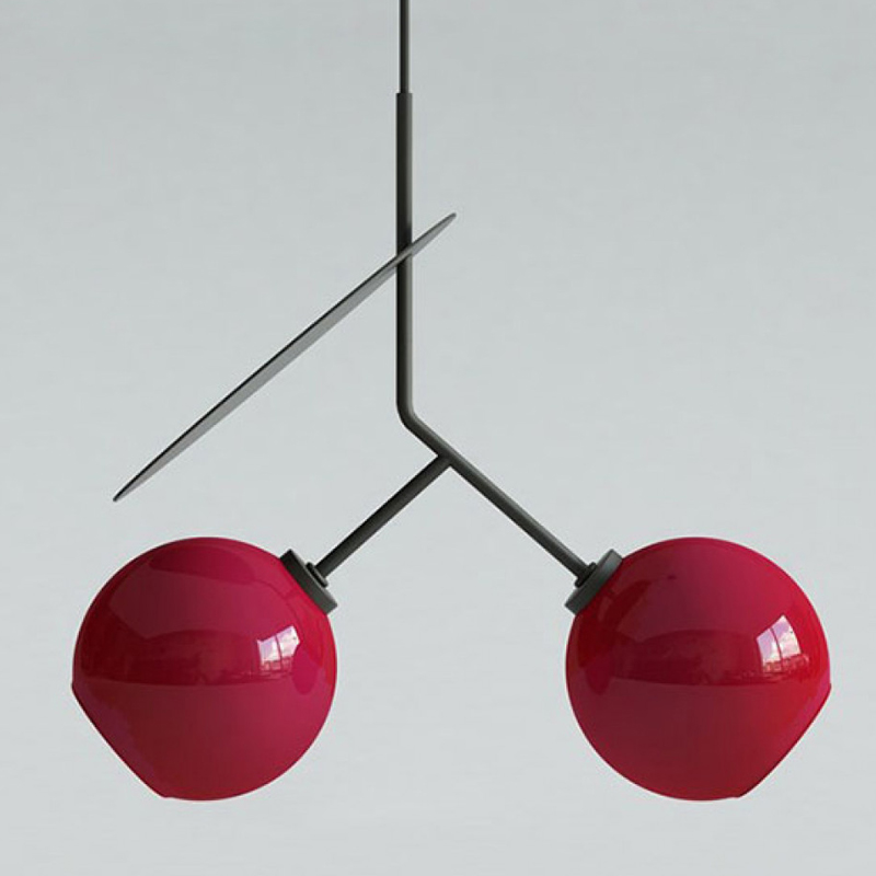 Подвесной светильник Cherry Pendant Double Red Красный Черный в Перми | Loft Concept 