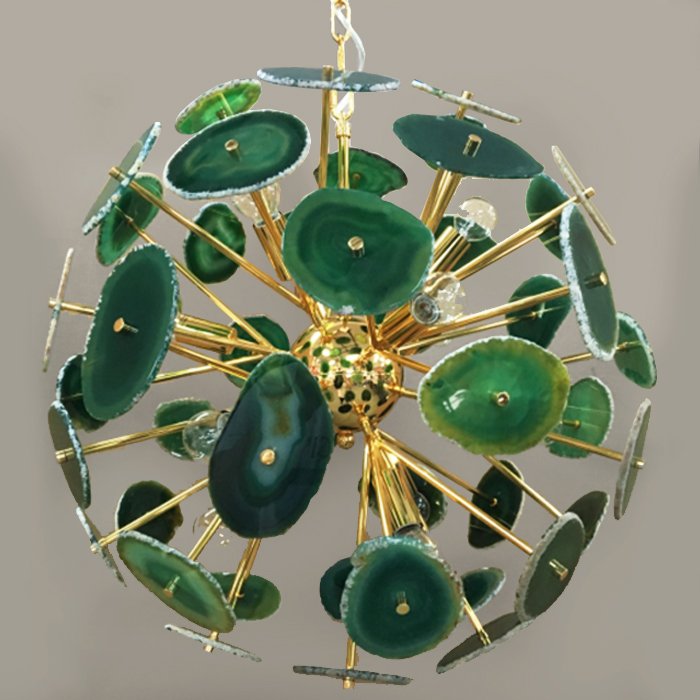 Люстра Agate Burst Chandelier Green Зеленый Золотой в Перми | Loft Concept 