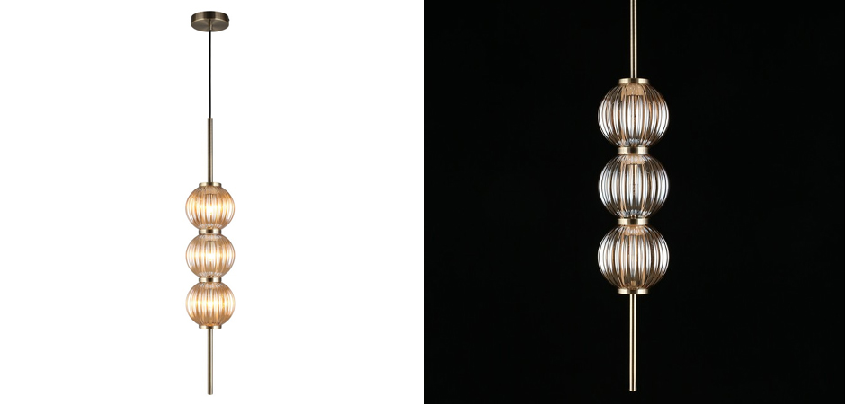 Подвесной светильник Shell Beads с янтарным стеклом Подвесной светильник Shell Beads с янтарным стеклом - Loft-Concept в Перми