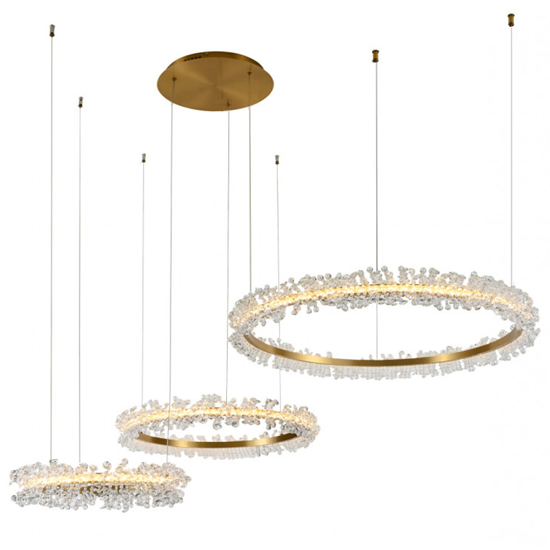 Люстра Crystal round chandelier 3 кольца Латунь Прозрачный Латунь в Перми | Loft Concept 