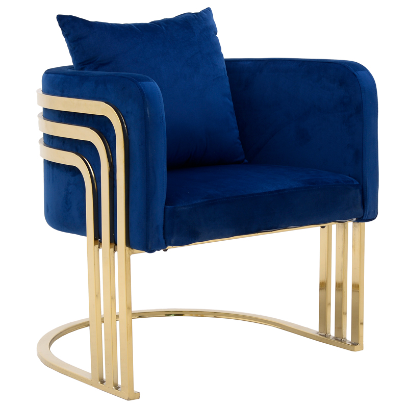 Кресло Custodia Armchair Blue Синий Глянцевое золото в Перми | Loft Concept 