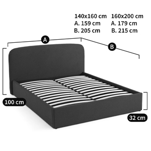 Двуспальная кровать с подъемным механизмом Mathise Bed Deep Blue в Перми