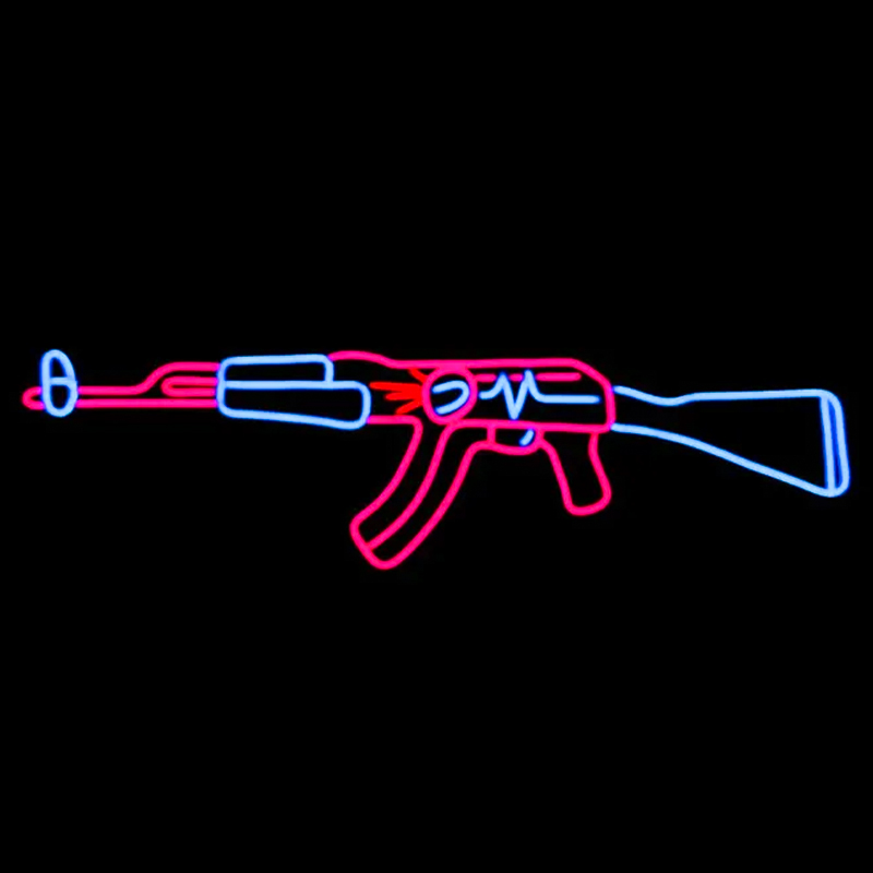 Неоновая настенная лампа Machine Gun Neon Wall Lamp Прозрачный Розовый Голубой в Перми | Loft Concept 