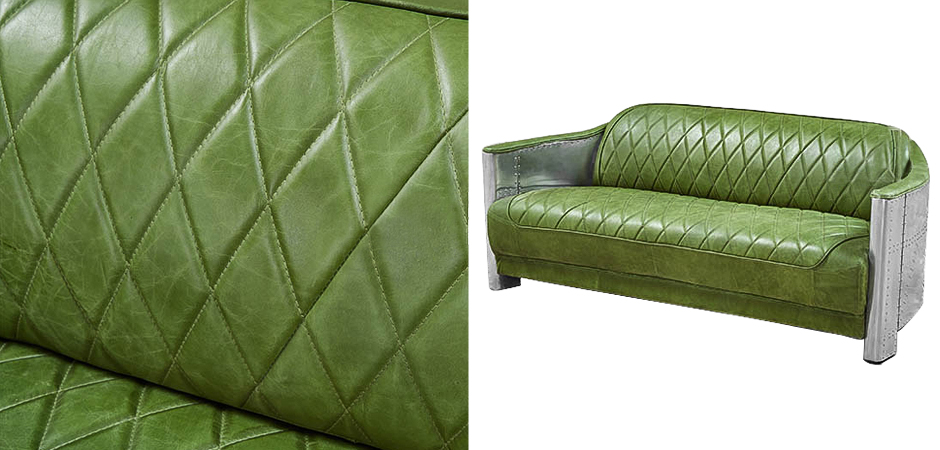 Диван Авиатор Sofa 2 seat зеленая кожа Диван Авиатор Sofa 2 seat зеленая кожа - Loft-Concept в Перми