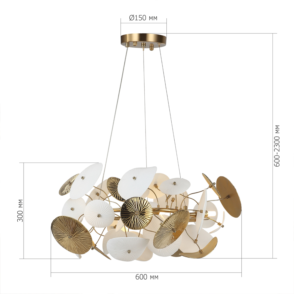 Люстра с белыми и золотистыми цветами Dahlia Flowers Lamp в Перми