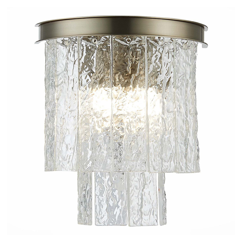 Бра Renea Textured Glass Wall Lamp Nickel Никель Прозрачное Стекло в Перми | Loft Concept 