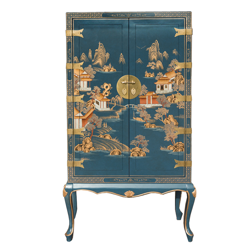 Голубой Шкаф в Китайском стиле Chinese Village Cabinet Голубой Мульти в Перми | Loft Concept 