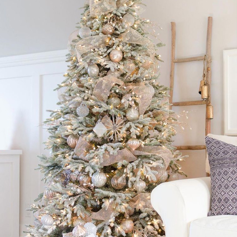 Дизайнерская Ель с Нежно-Розовым Декором Премиум Christmas Tree Pink and Silver Розовый пастельный Серебряный в Перми | Loft Concept 