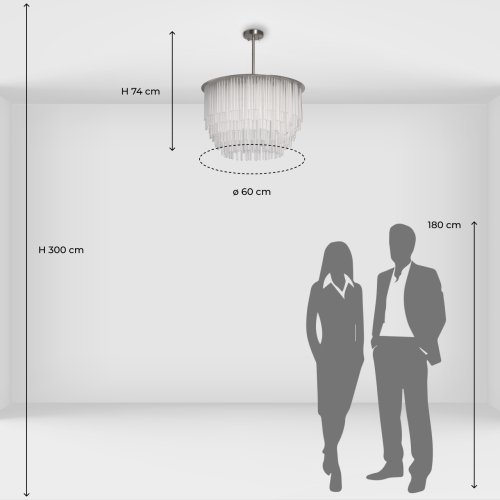 Люстра круглая с прозрачными стеклянными трубками Nembus в Перми