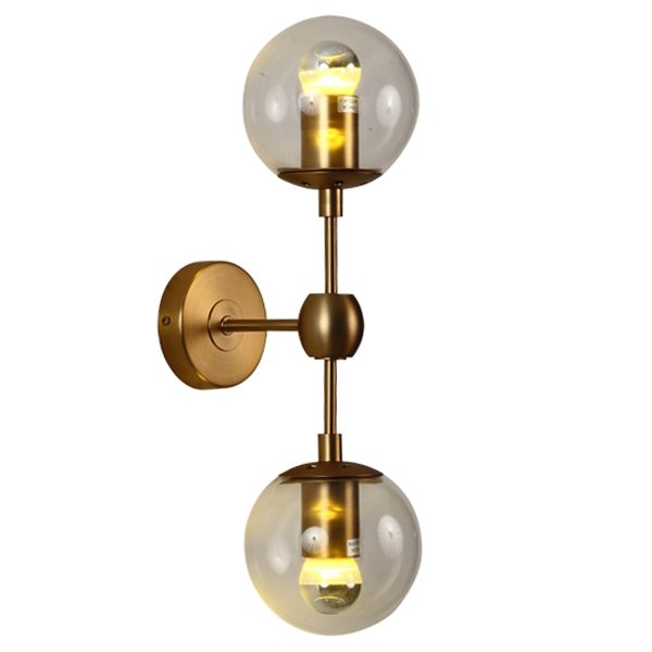 Бра Modo Sconce 2 Globes Gold Золотой Янтарь (Amber) Прозрачное Стекло в Перми | Loft Concept 