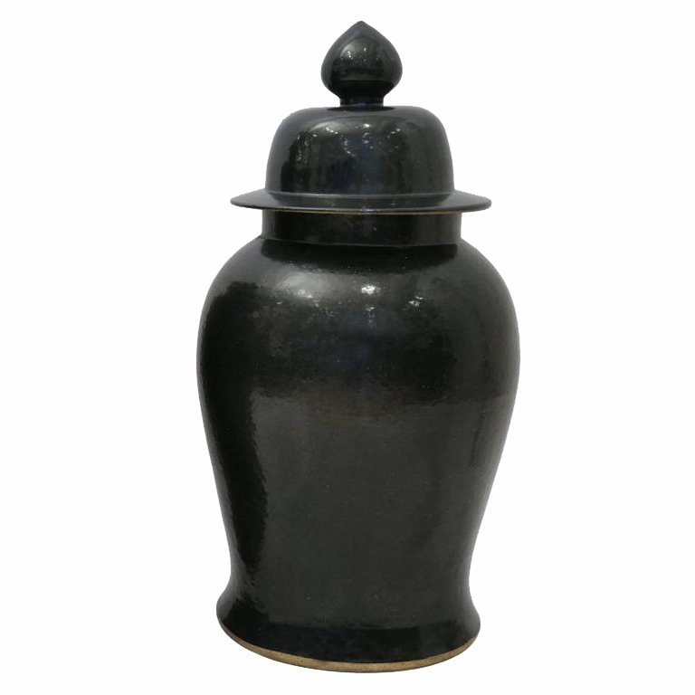 Ваза Black Ceramic Chinese Jars with Lids Черный в Перми | Loft Concept 