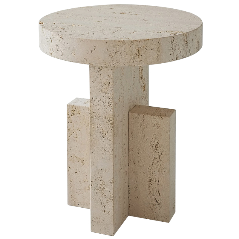 Приставной стол Clarence Travertine Side Table Бежевый в Перми | Loft Concept 