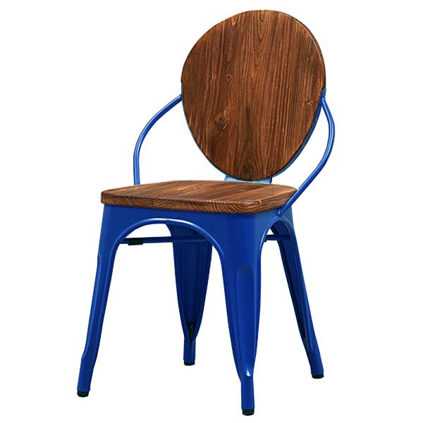 Стул Tolix chair Wooden Blue Дуб темный Синий в Перми | Loft Concept 