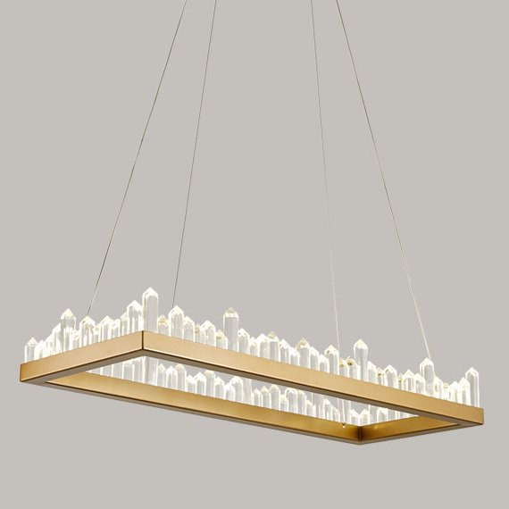 Люстра Crystal Rock Rectangle Chandelier Латунь Прозрачное Стекло в Перми | Loft Concept 