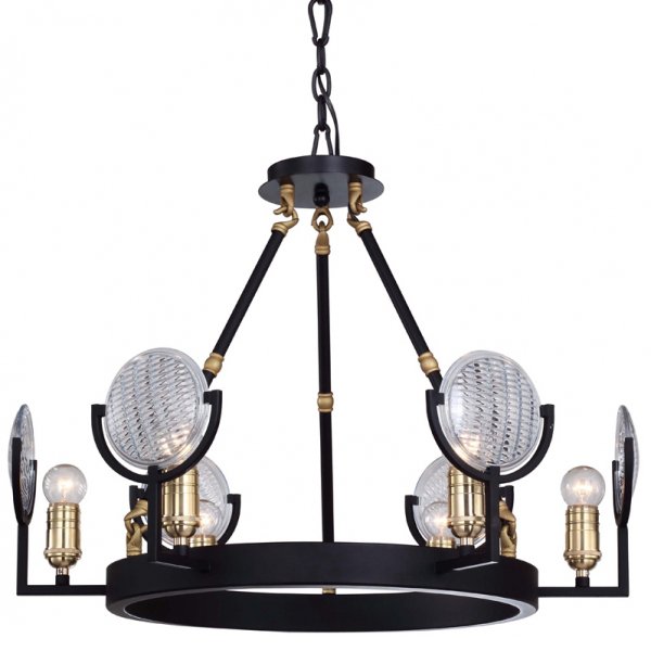 Люстра RH Gaslight Lens Chandelier 6 Черный в Перми | Loft Concept 