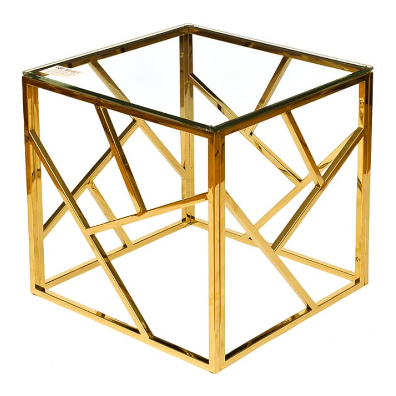 Приставной стол Serene Furnishing Gold Clear Glass Top Side Table Золотой Прозрачное Стекло в Перми | Loft Concept 