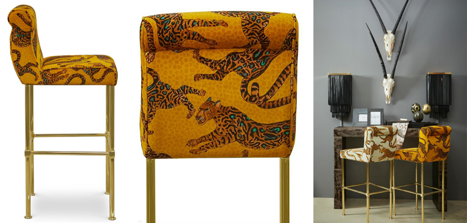 Барный Стул Сафари с орнаментом Kings Gold Bar Stool Оранжевый Барный Стул Сафари с орнаментом Kings Gold Bar Stool Оранжевый - Loft-Concept в Перми