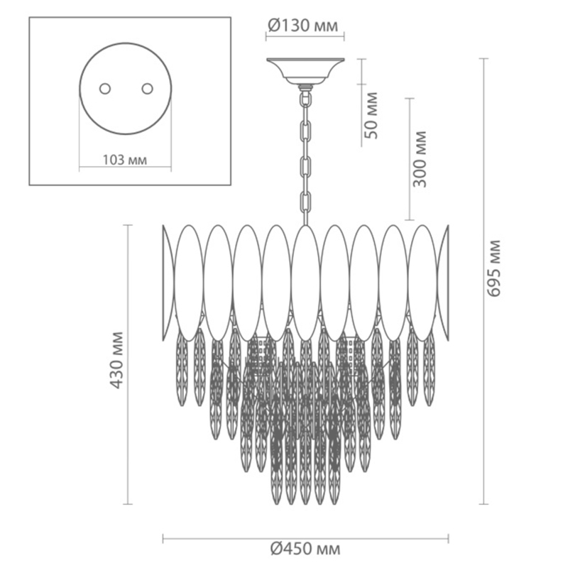 Люстра KEBO KING CHANDELIER four cascades D 45 в Перми