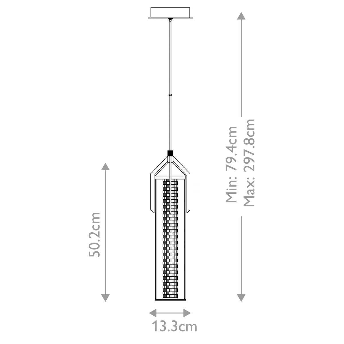 Подвесной светильник хромированного цвета с прозрачным цилиндрическим стеклянным плафоном Eurofase в Перми