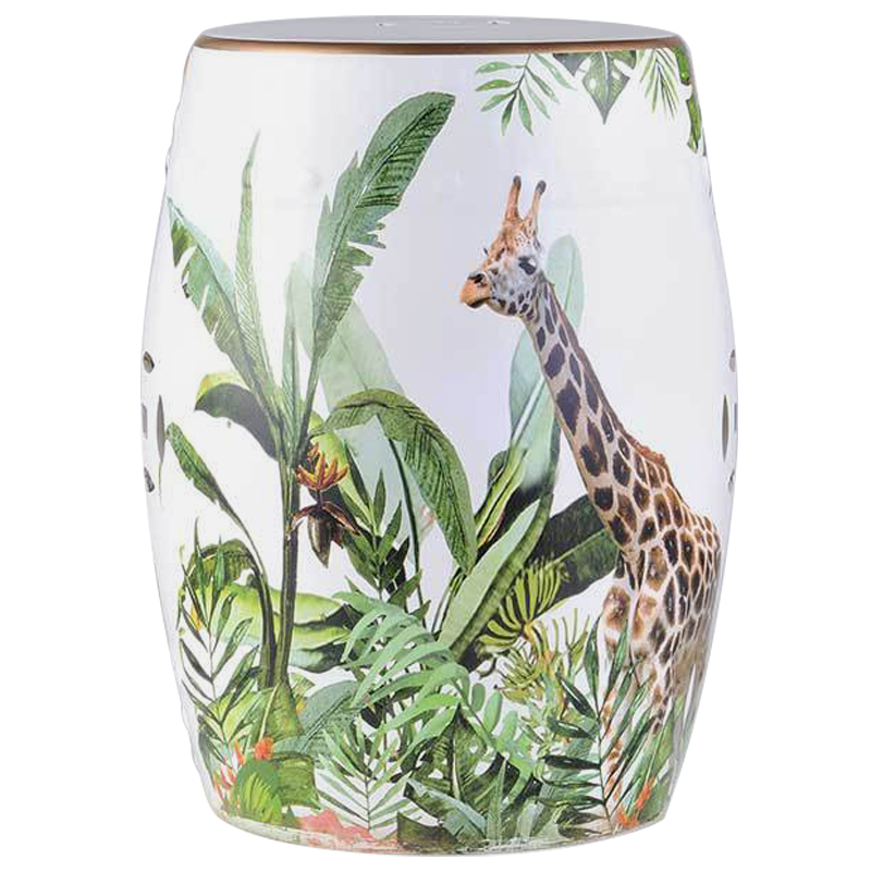 Керамический табурет Giraffe Tropical Animal Ceramic Stool White Белый Зеленый Коричневый в Перми | Loft Concept 