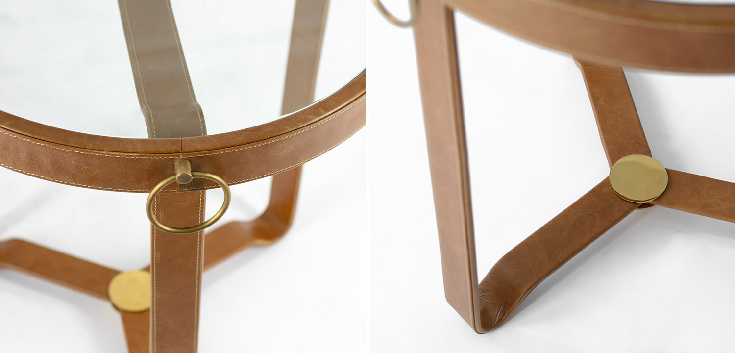 Приставной стол Disisar винтажная натуральная кожа - фото