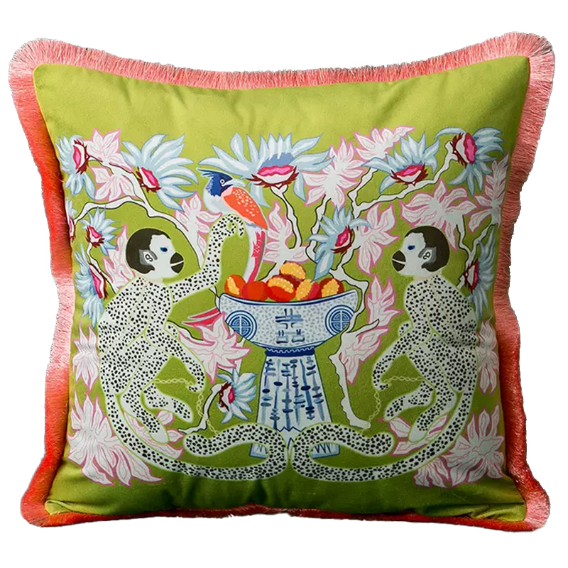 Декоративная подушка Two Monkeys Green Cushion Мульти Салатовый в Перми | Loft Concept 