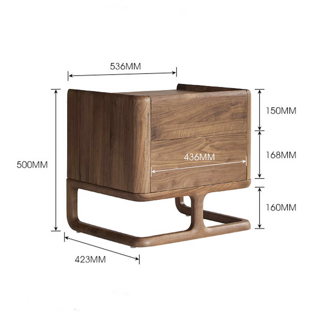 Прикроватный деревянный столик с 2-мя ящиками Moon Walnut Furniture Прикроватный деревянный столик с 2-мя ящиками Moon Walnut Furniture в Перми