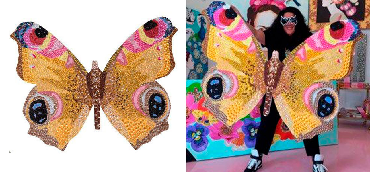 Картина “Yellow Bedazzled Butterfly Cut Out” - фото