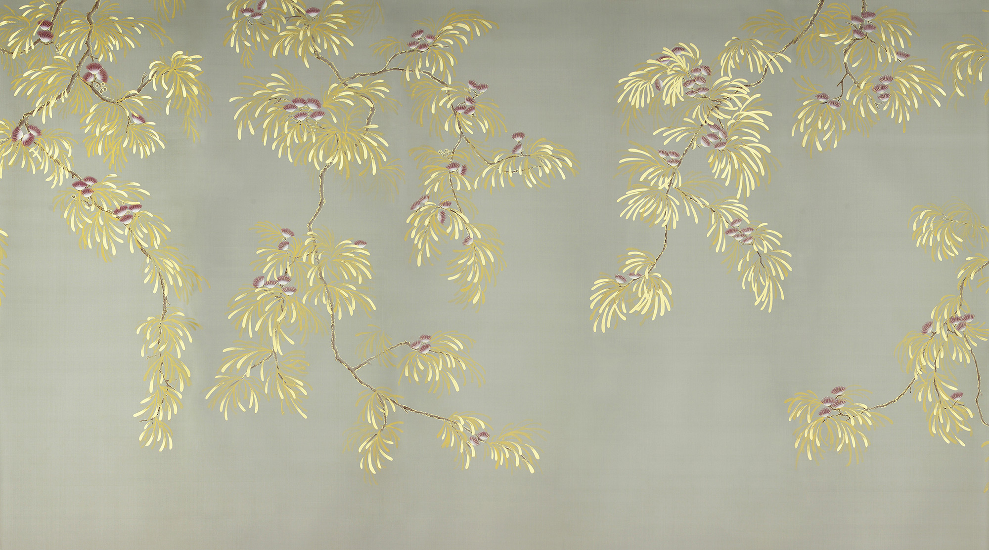 Обои ручная роспись Silk Tree Colourway SC-80 on Pale Grey dyed silk Обои ручная роспись Silk Tree Colourway SC-80 on Pale Grey dyed silk - постер Loft-Concept в Перми