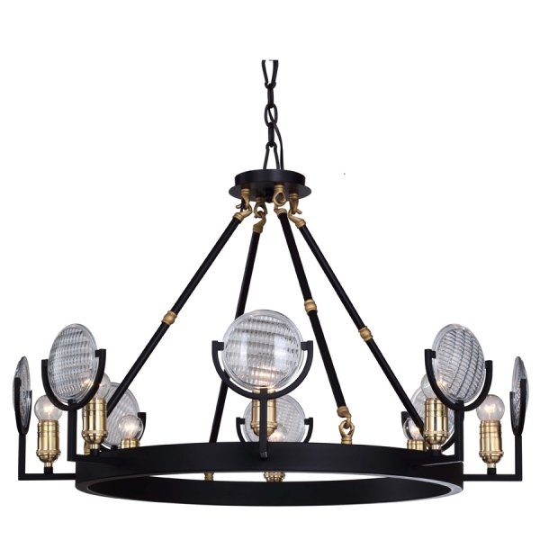 Люстра RH Gaslight Lens Chandelier 8 Черный в Перми | Loft Concept 