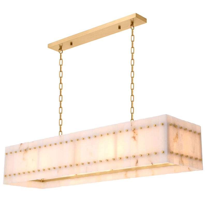 Люстра Eichholtz Chandelier Ruby Rectangular Alabaster Латунь Бежевый Белый Мрамор Bianco в Перми | Loft Concept 