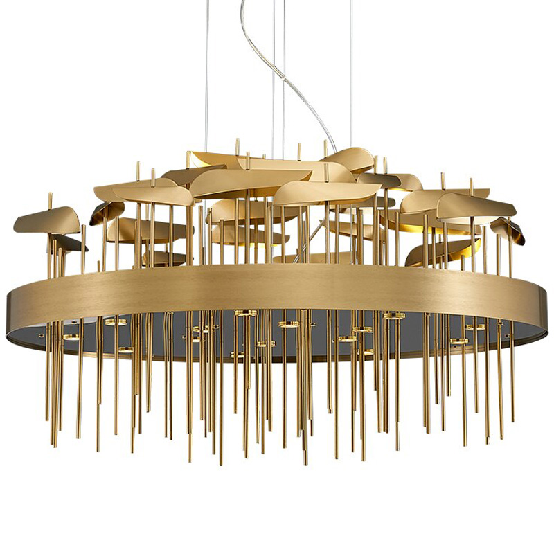 Светодиодная дизайнерская инсталляция ANODINE Perlina Disk Chandelier Золотой в Перми | Loft Concept 