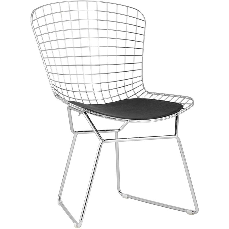 Стул Bertoia Chair Хромированный с Черной подушкой Хром Черный в Перми | Loft Concept 