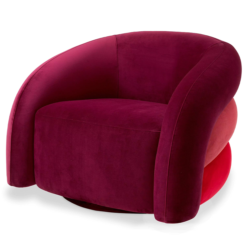 Кресло Eichholtz Chair Novelle Bordeaux Red Velvet Бургундский красный Коралловый Красный в Перми | Loft Concept 